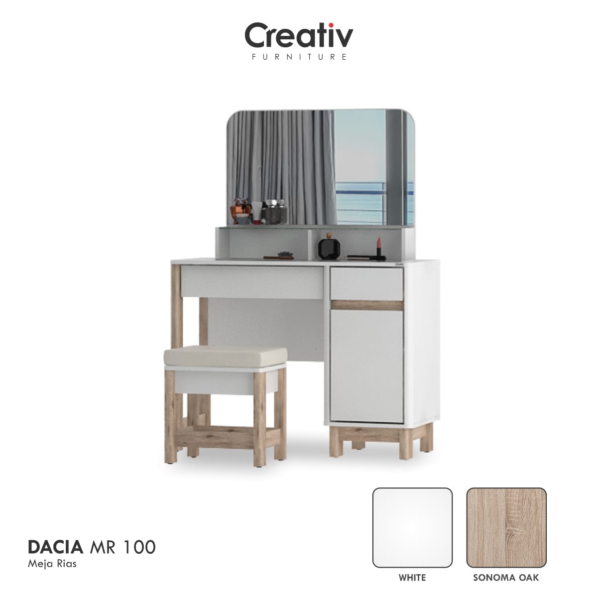 1. Dacia MR 100_Meja Rias_Meja Dandan_Meja Kaca_Meja Kamar_Ruang Kamar_Kamar Tidur_Creativ Furniture 1. Dacia MR 100_Meja Rias_Meja Dandan_Meja Kaca_Meja Kamar_Ruang Kamar_Kamar Tidur_Creativ Furniture