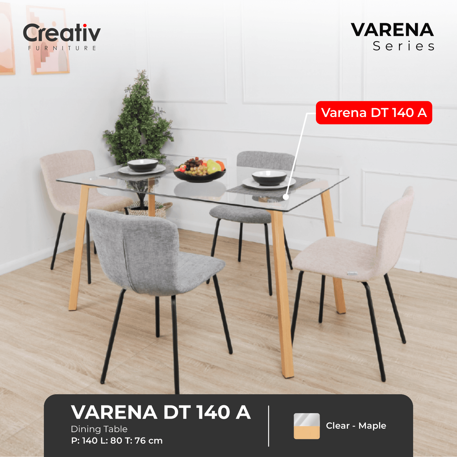 Varena DT 140 A_Dining Set_Meja Makan_Kursi Makan_Set Meja dan Kursi Makan_Kursi Dapur_Ruang Dapur