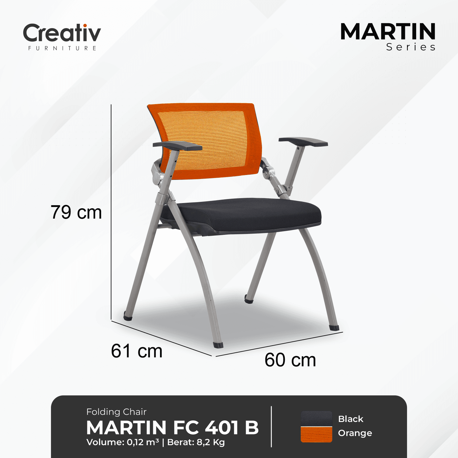 3. Creativ Furniture_Martin FC 401 B_Folding Chair_Kursi Lipat_Kursi_Kursi Sekolah_Kursi Belajar_Kursi Kuliah_Ruang Kelas_Ruang Sekolah_Ruang Kerja_Detail Ukuran