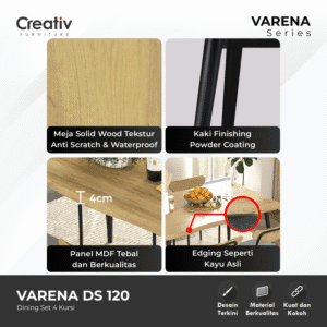 Varena DS 120_Dining Set_Meja Makan_Kursi Makan_Set Meja dan Kursi Makan_Meja Ruang Makan_Ruang Dapur