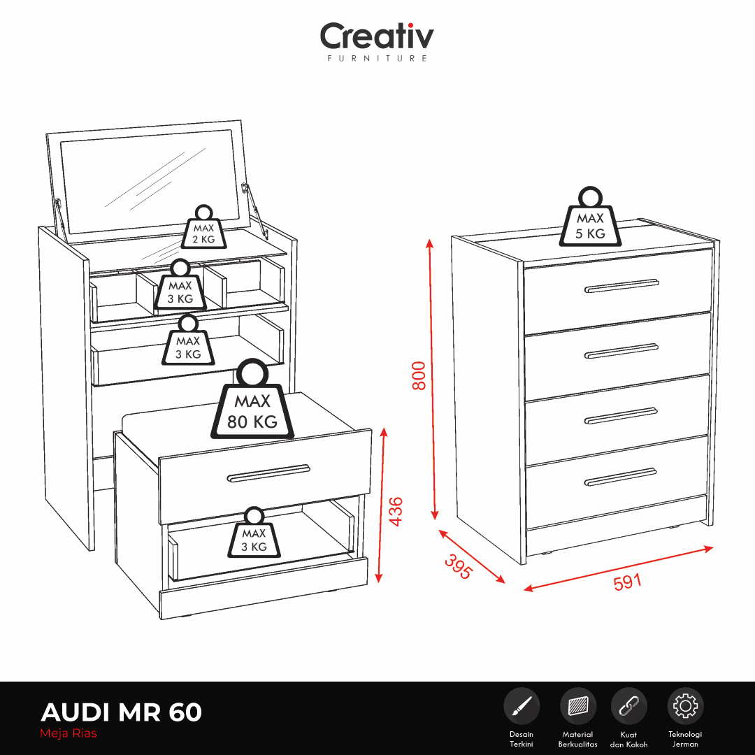 Creativ Furniture_Audi MR 60_Meja Rias_Ruang Tidur_Meja Dandan_Meja Make Up_Outline Creativ Furniture_Audi MR 60_Meja Rias_Ruang Tidur_Meja Dandan_Meja Make Up_Outline